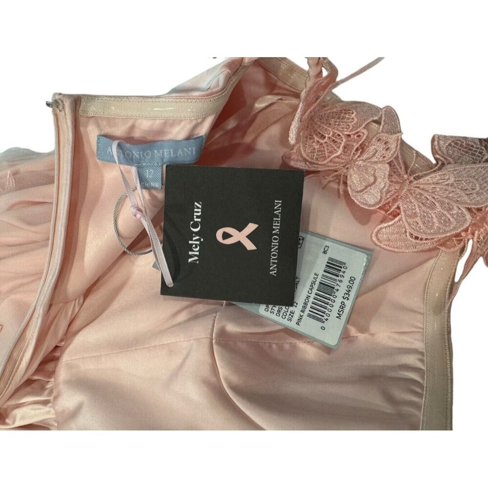 Antonio Melani Mely Satin Embroidered Tulle Dress 3D Butterflies Size 12 - Picture 12 of 14